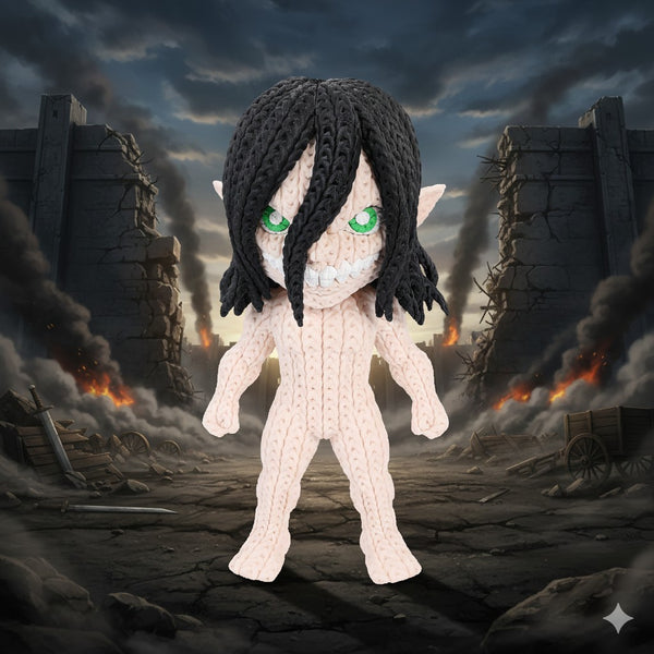 Eren Titan Assaillant - Figurine Imitation Crochet - Vue de face